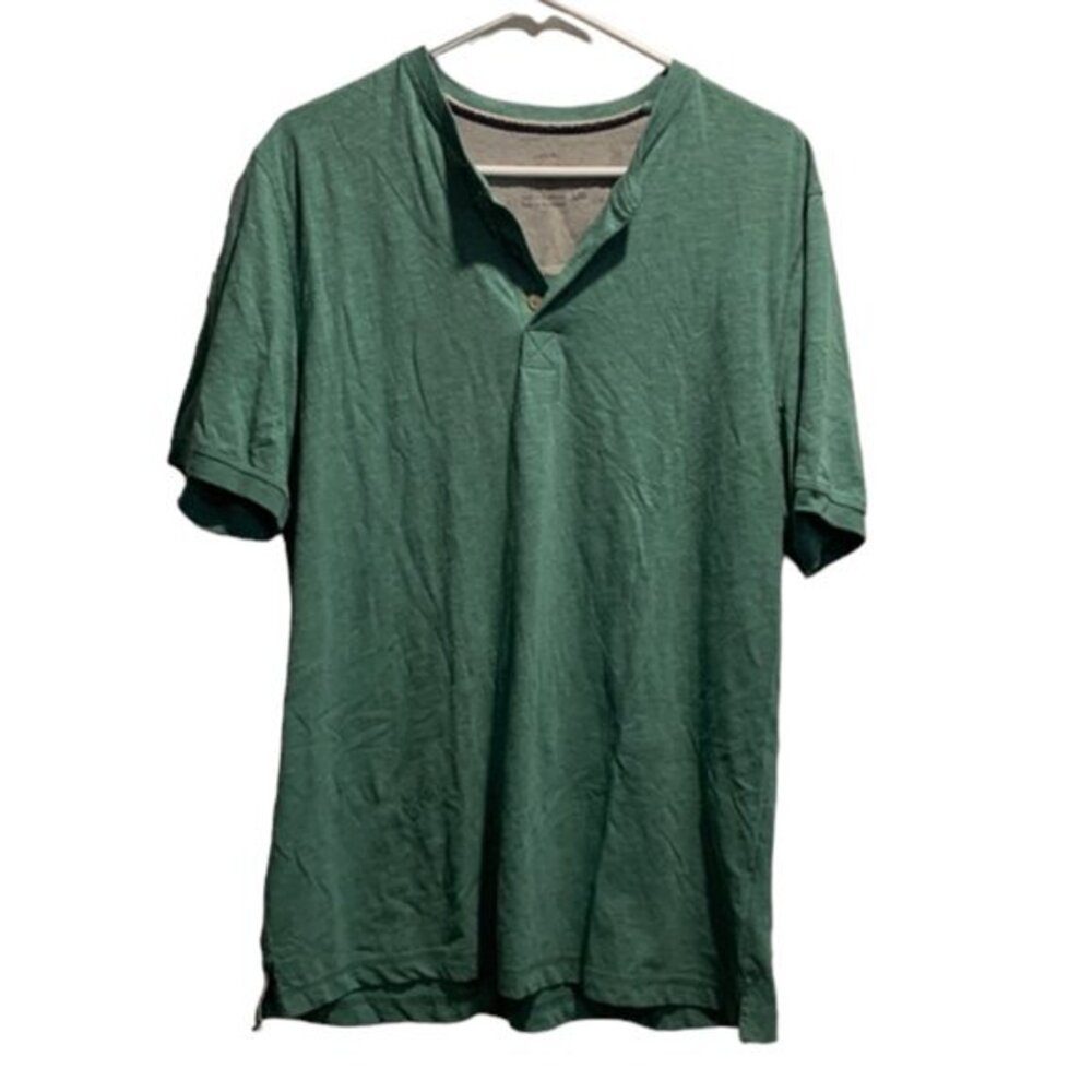 Men's Original Weatherproof Teal Henley Shirt Size Large EUC #4406